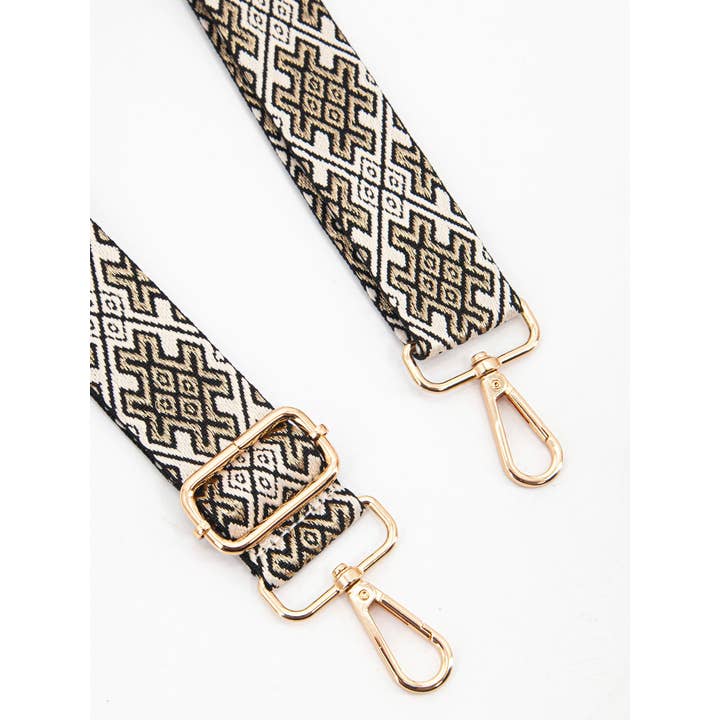 Sarta Accessories – Engroshandel Taskerem - Dame – Gerry Vævet Taskerem - Sort/Guld, Jacquard2