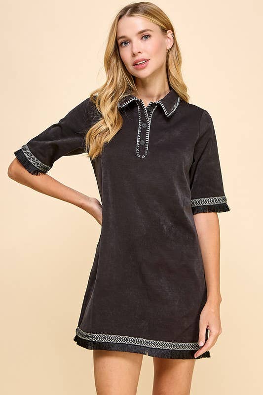 TCEC - Vente Robe – femme - Robe à boutons avec détails à franges CD04764S0