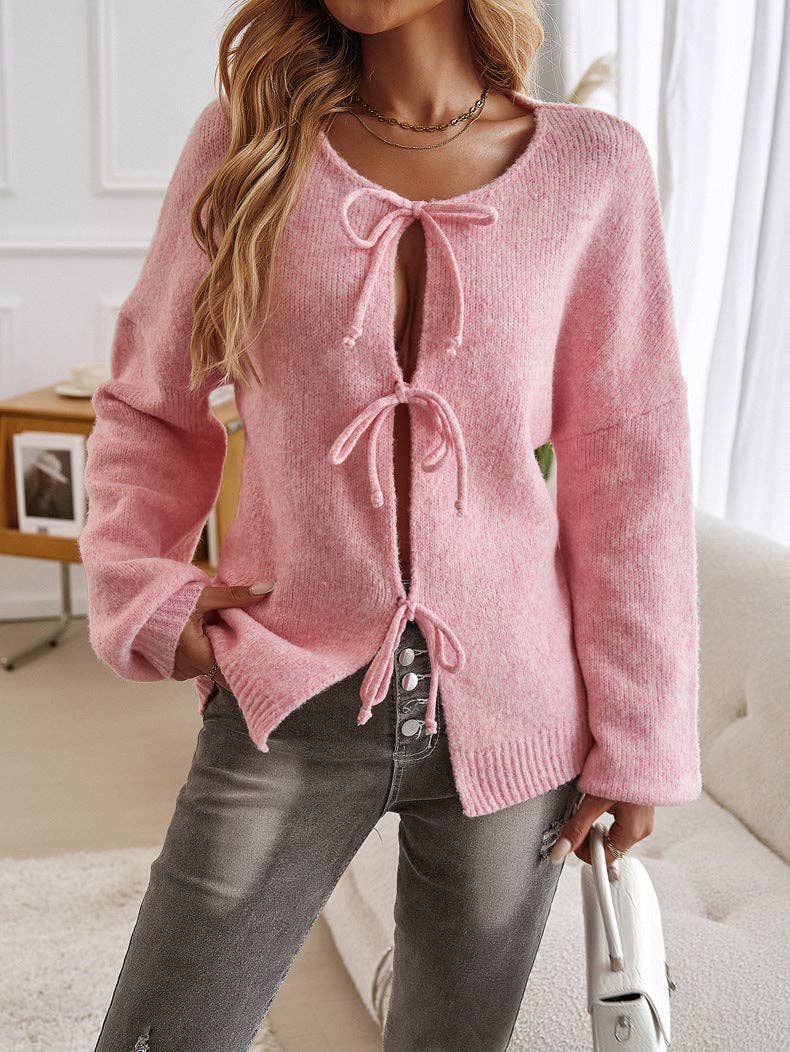 VividLux – Engroshandel Cardigan - Dame – Afslappet løs cardigan snøretrøje6