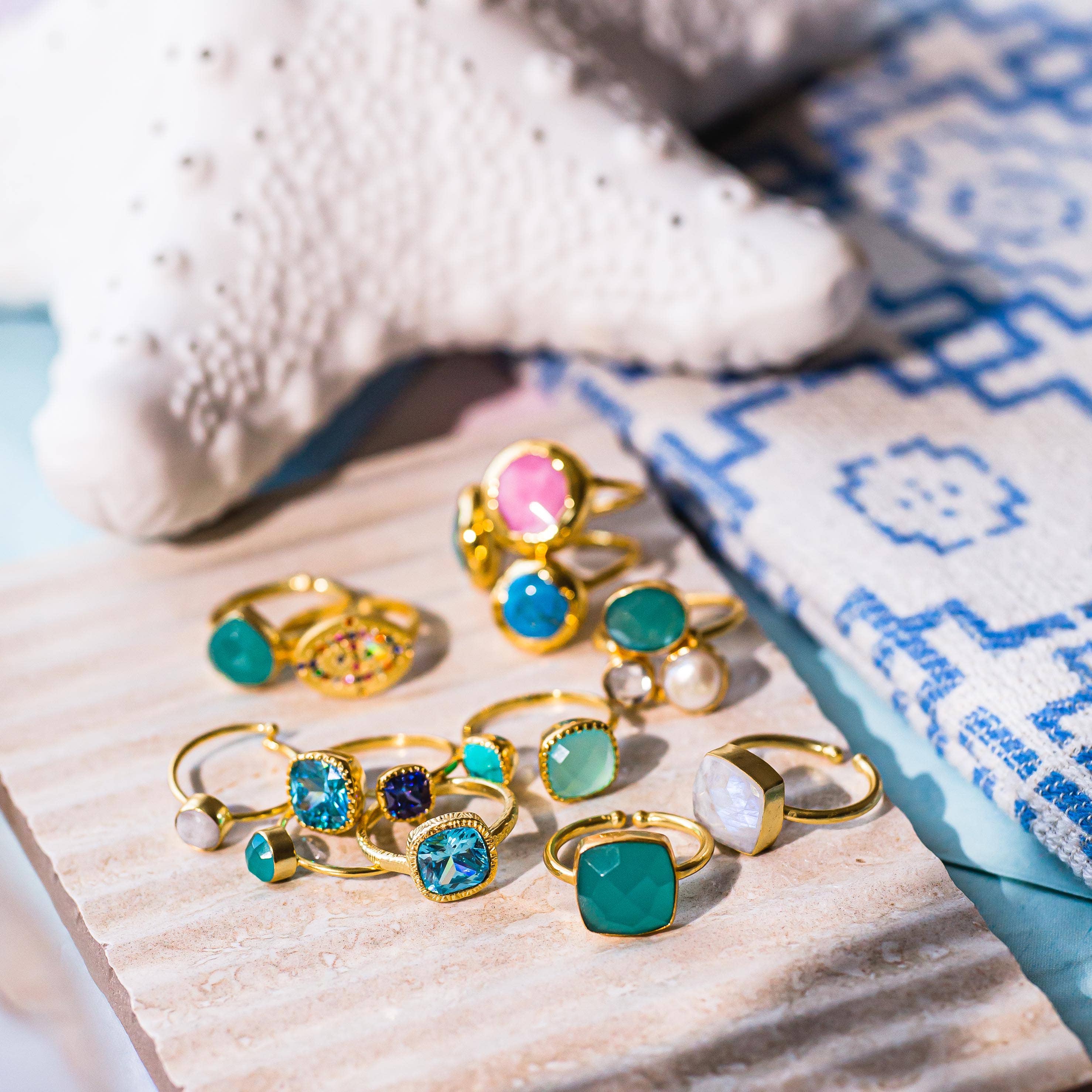 Ashiana London – wholesale Multi-stone ring – Nora Ring Blue2