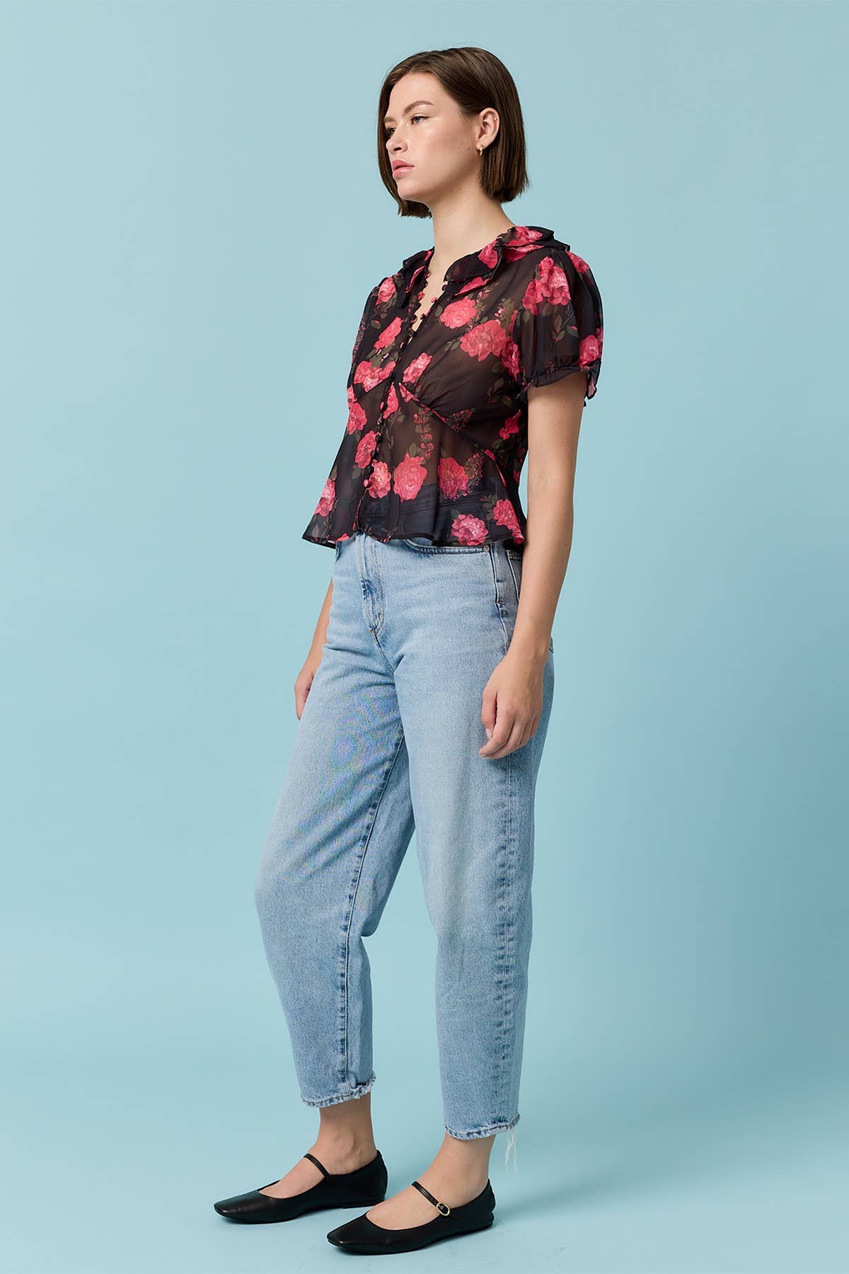 FLORAL Bloom Peterpan Collar Blouse - RT1021 for wholesale on Faire7