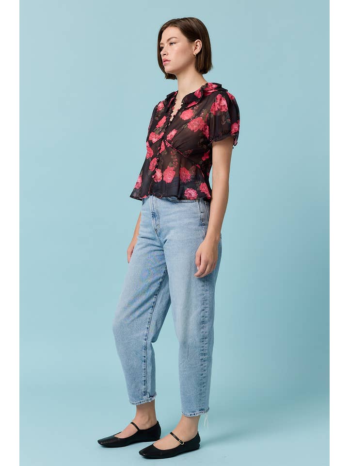 FLORAL Bloom Peterpan Collar Blouse - RT1021 for wholesale on Faire7