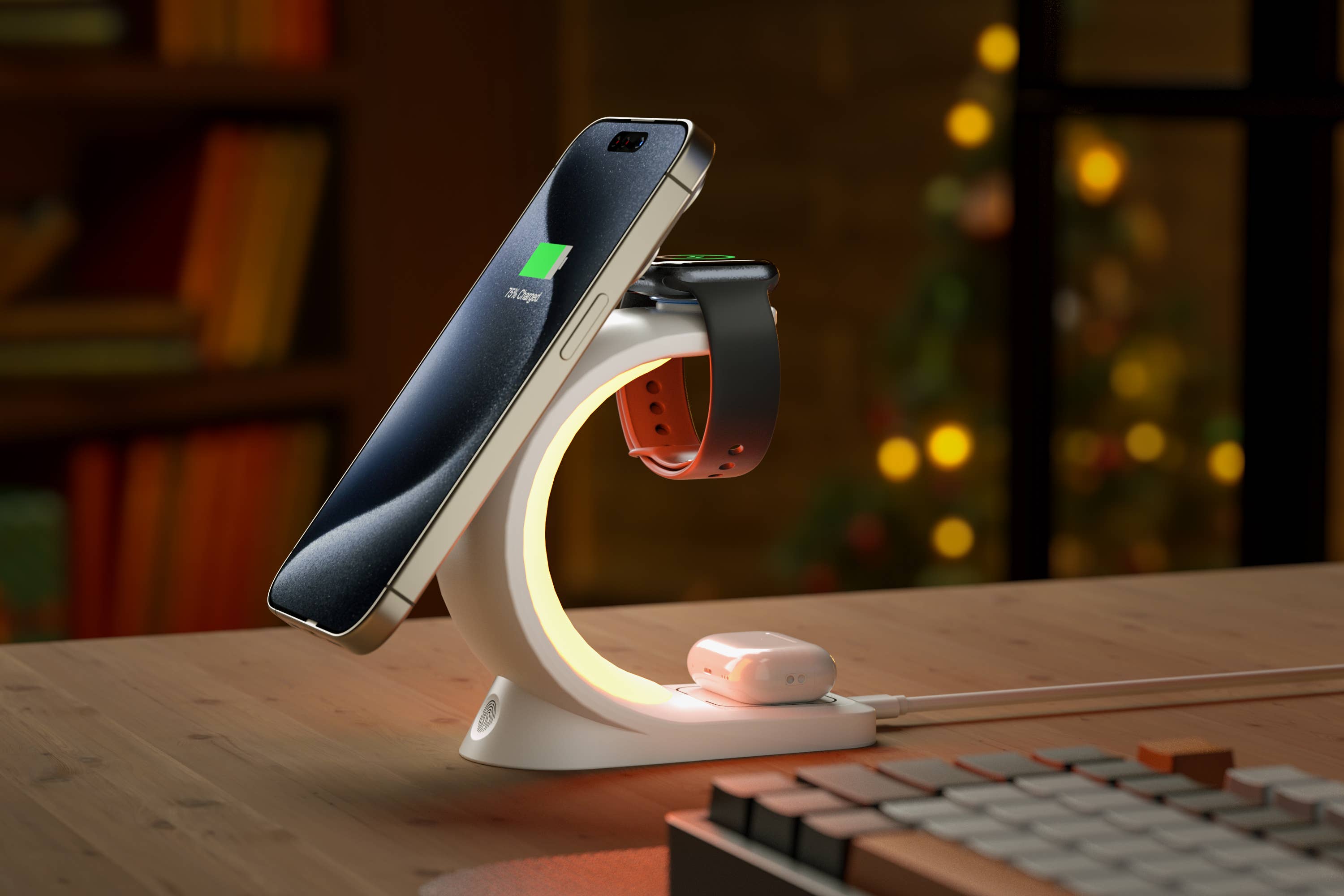 LAX Gadgets – Engroshandel Skærmbeskytter til telefon – 3-i-1 opladningsstation med natlampe og adapter – detailpakke5