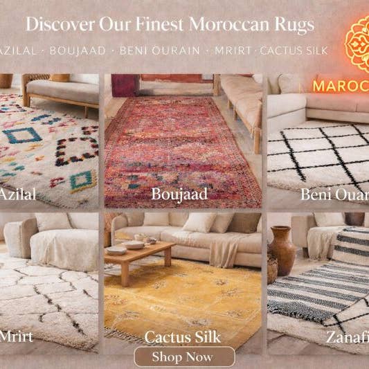 Custom Made Moroccan Wool Rug – Neutral Elegance — A warm... for wholesale by Maroccarpets Poufs and pillows wholesale +31648976894