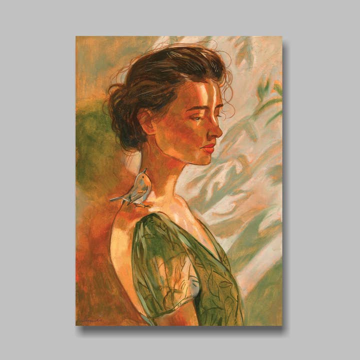 Postcard, DIN A6, Robin, Woman for wholesale by Atelier No.1