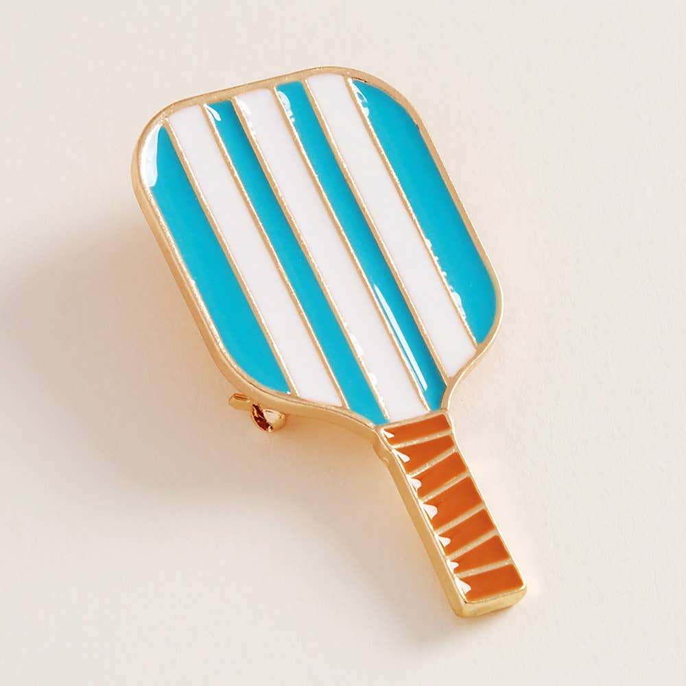 Sensibling Corp. – wholesale Brosch – Emaljerad randig pickleballracket nål brosch3