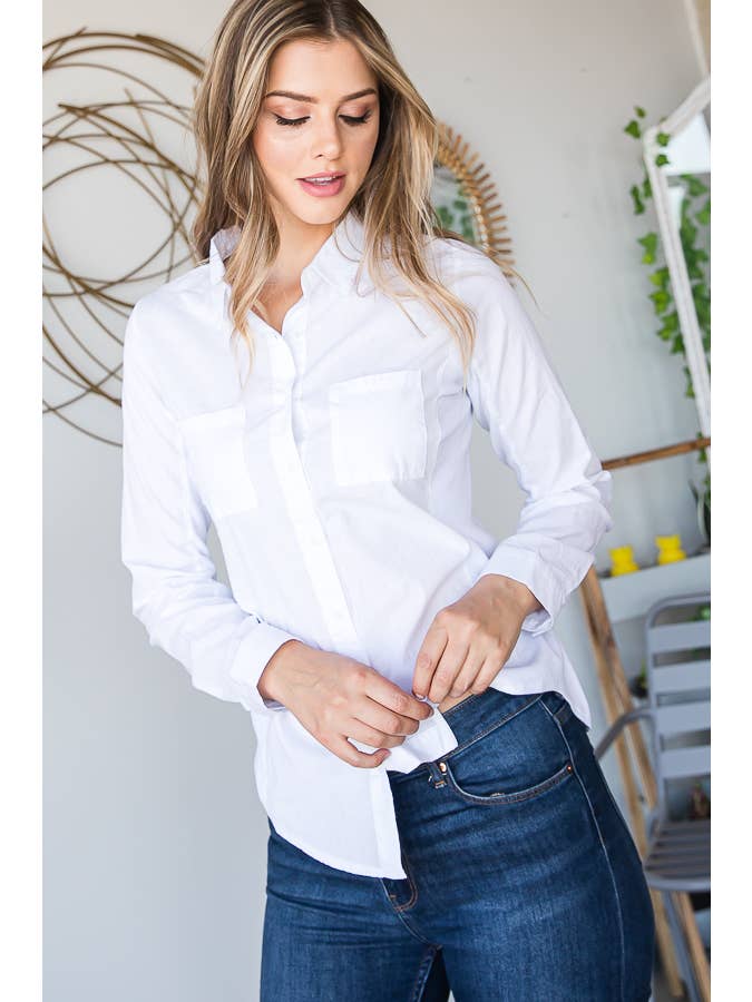 HEIMISH - Wholesale Button Down Shirt - Women's - KT083-2 LONGSLEEVE COLLAR SHIRT FRONT BUTTON CLOSURE14