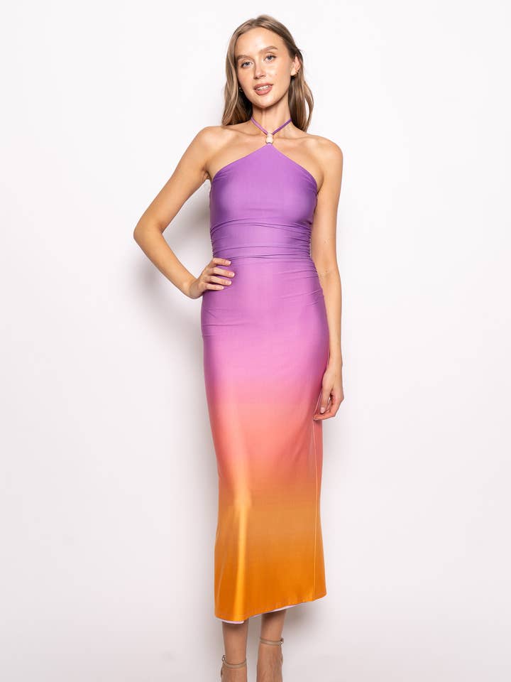 OMBRE HALTER KRAAL MAXIJURK-DC11149FO voor wholesale door Fore Collection