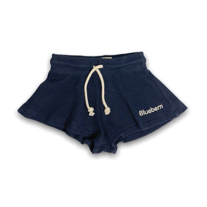 Waffle Flared Shorts - Blueberry Blue for wholesale by Blueberri