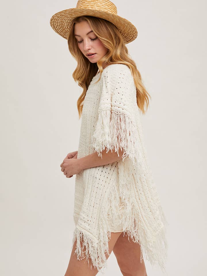 Bluivy - Vendita all'ingrosso Poncho - Donna - PONCHO WESTERN IN MAGLIA CON FRANGE5