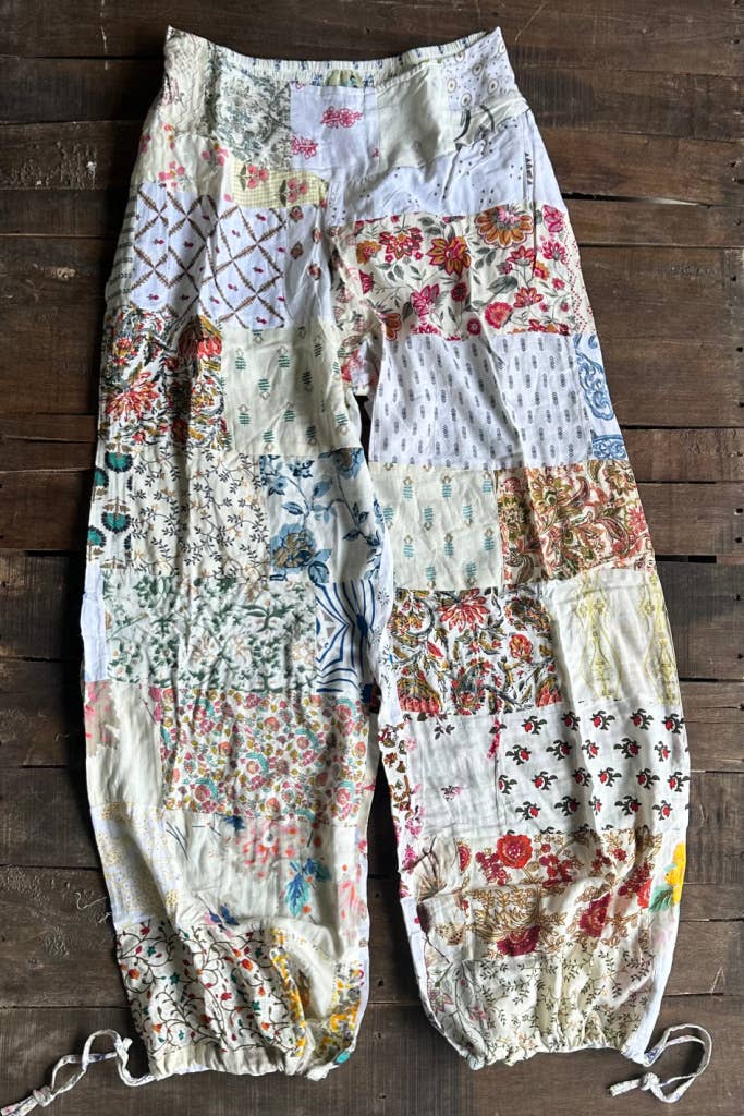 Jaded Gypsy - Wholesale Pants - Women's - Patchwork Sunrise Pants - Parchment - JG-2101