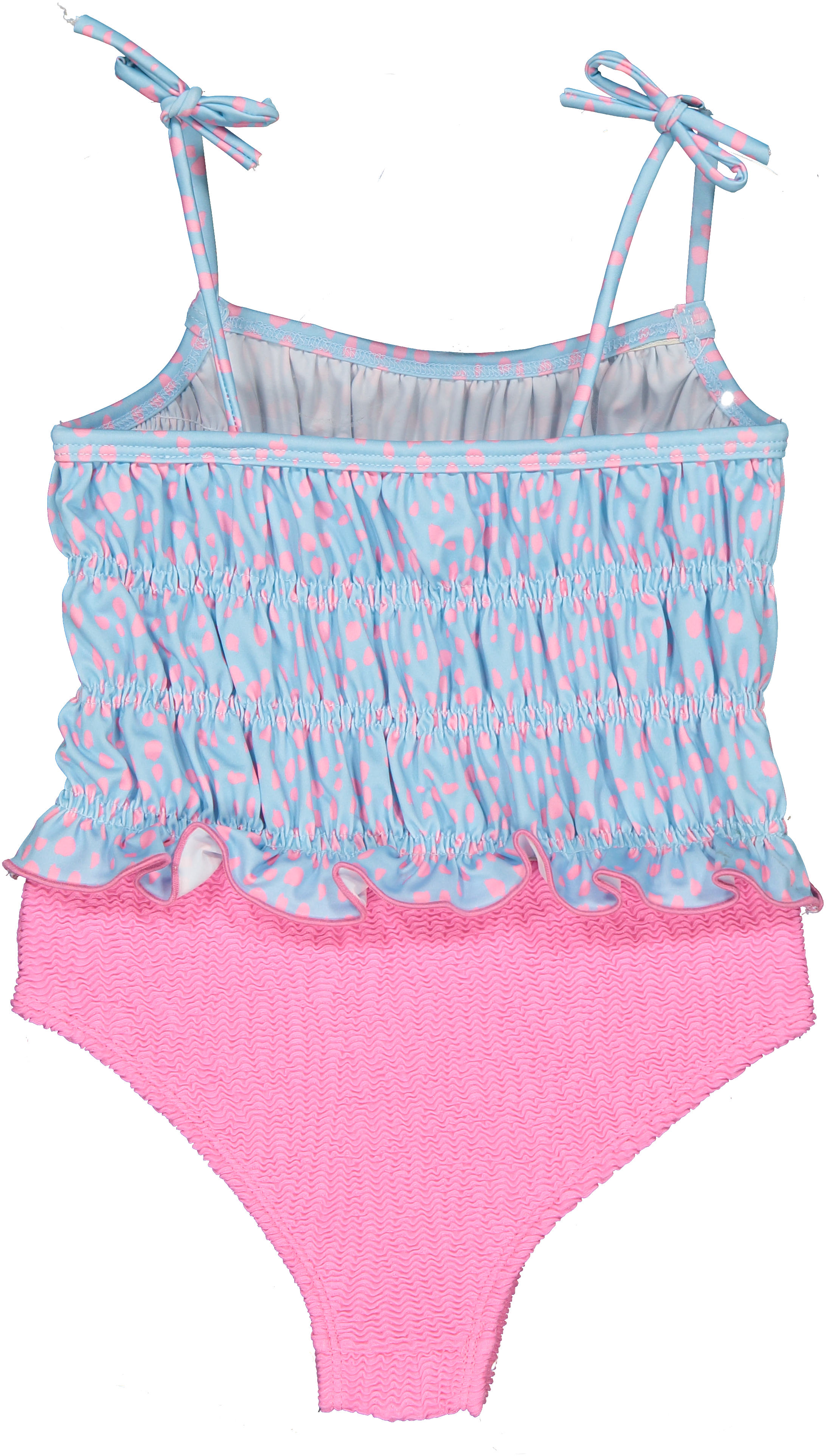 Paperboat – Engroshandel Badedragt - Børn – Badedragt til piger med lyserøde prikker og flæser5
