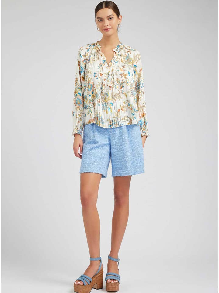 Mlt Botanical Printed Pleated Blouse for wholesale on Faire