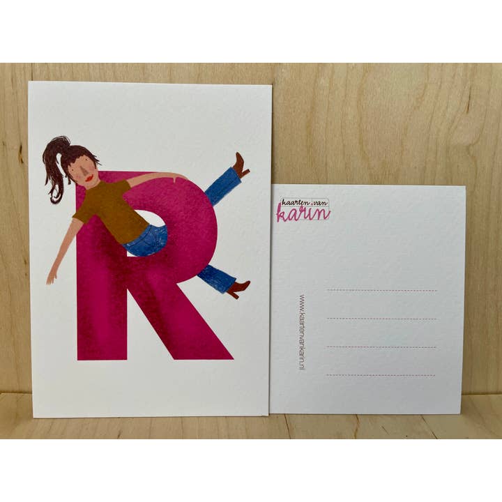 Kaarten van Karin - Wholesale Everyday Greeting Card - Postcard for a woman with the letter R
