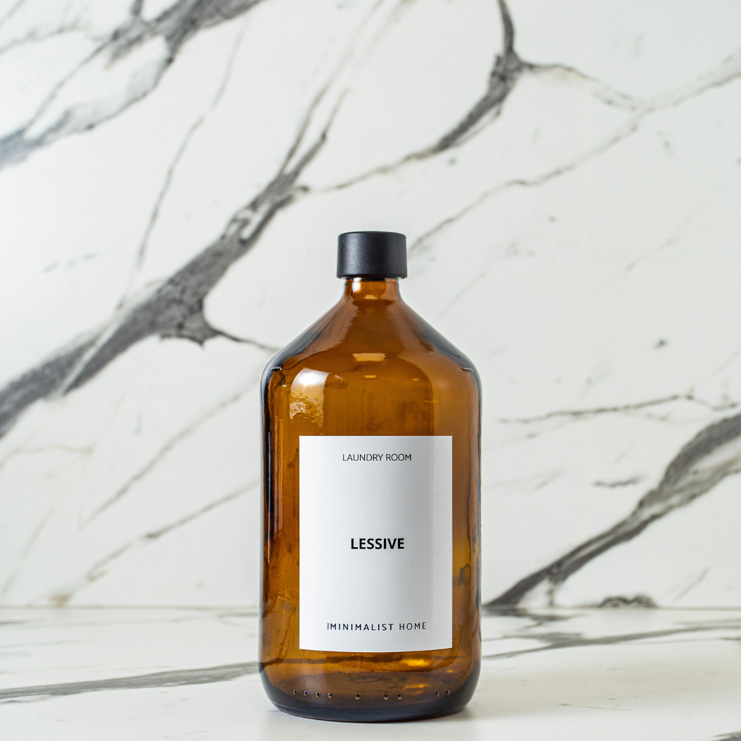 The Minimalist Home – Großhandel Seifenspender – Bernsteinfarbene Glasflasche für Waschmittel oder Weichspüler – 1 Liter0