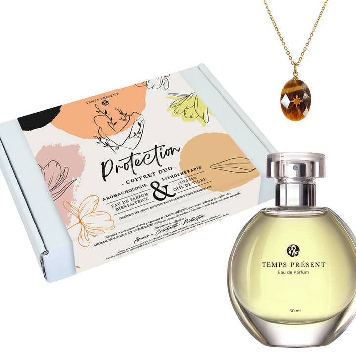 SCHUTZSET: stimmungsaufhellendes Parfüm und Steinkette für den Großhandel von Institut Claude Bell