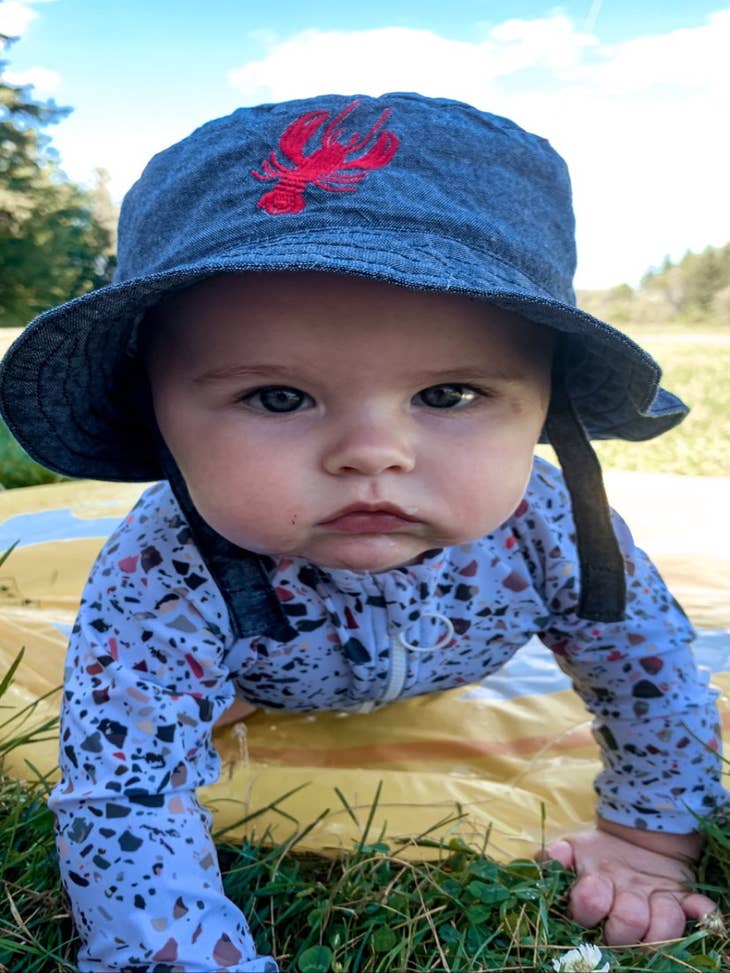 Huggalugs Baby Boy Blue Seersucker Bucket Hat