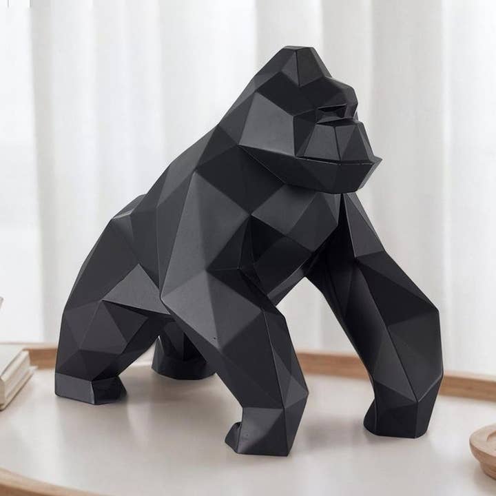 Sculpture de Singe Géométrique // Petit Noir Mat pour la vente par Finesse Decor
