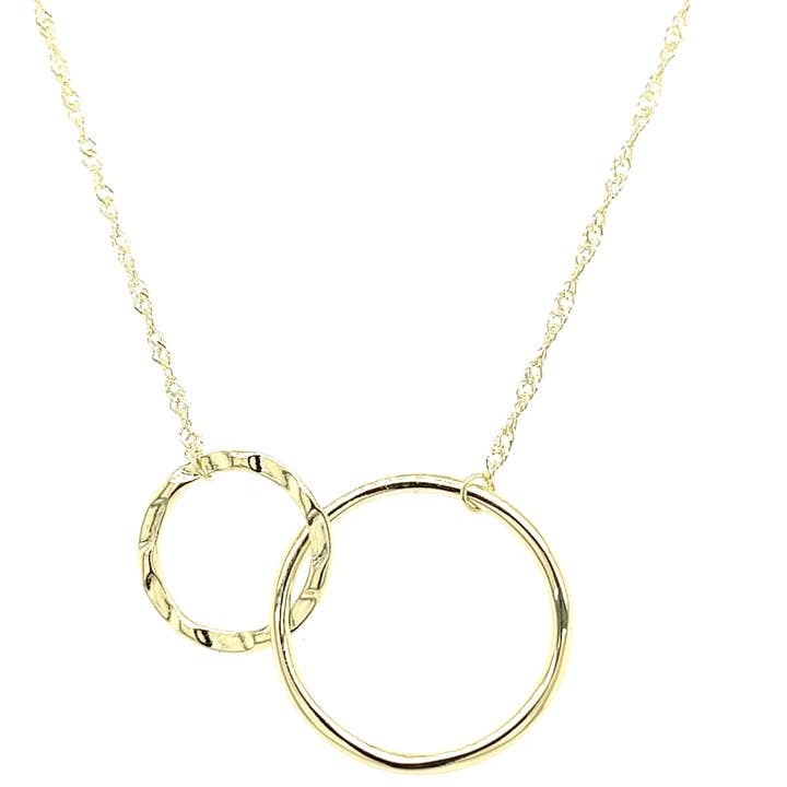 925 Sterling Silver Circle Charm Necklace - 18'' Minimalist Jewelry for Women | 3 Gold Options (PJC34457N-B) for wholesale by Blue Star Gems NY