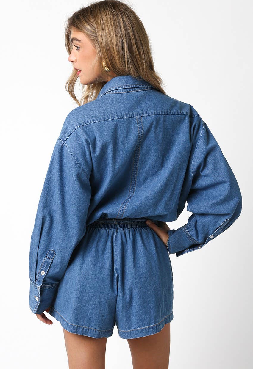Jada Denim Romper for wholesale on Faire2