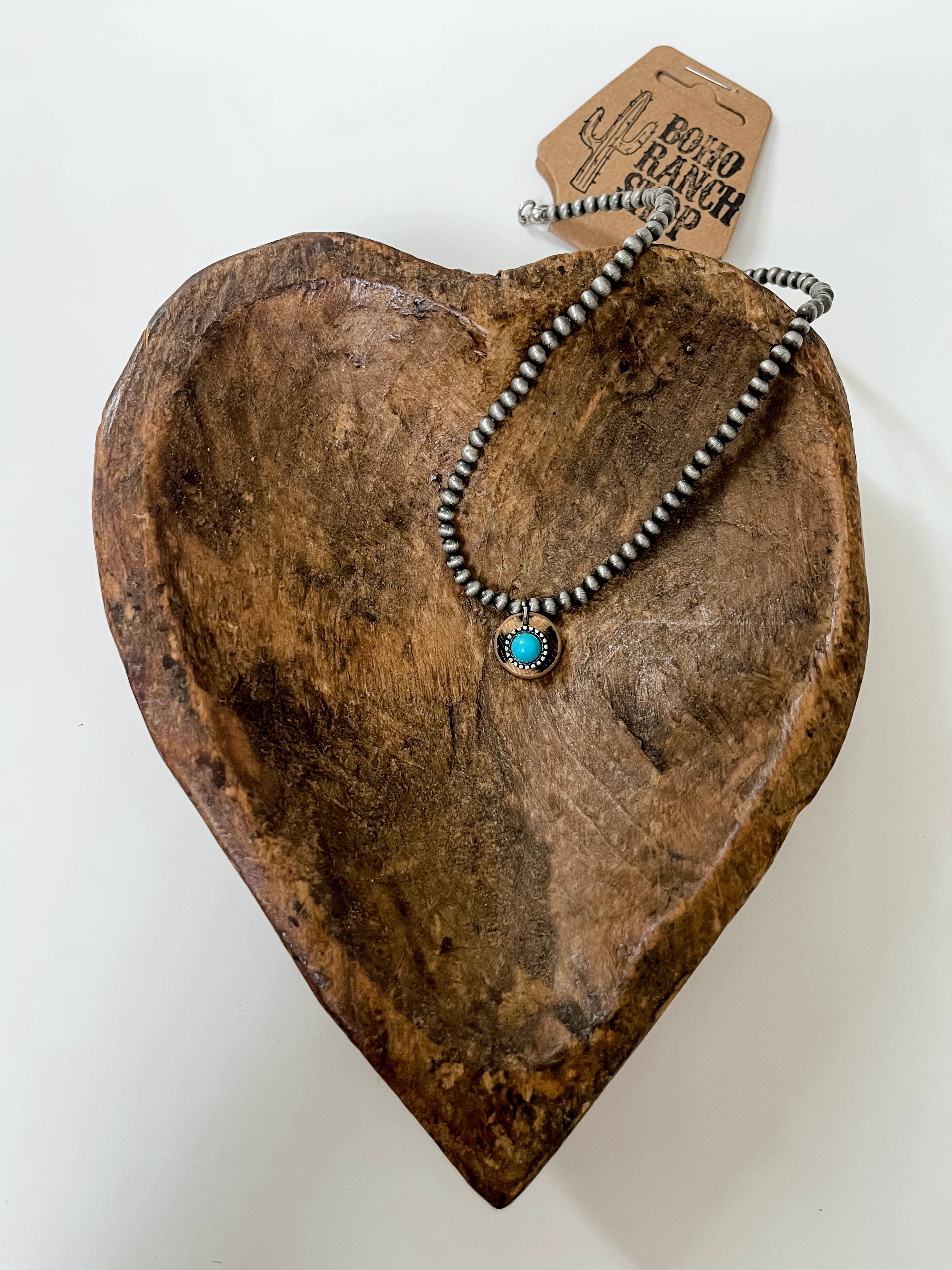 Boho Ranch Shop - Wholesale Choker/Collar - Concho Leather Choker -Turquoise Colored Stone  Bar or Round5