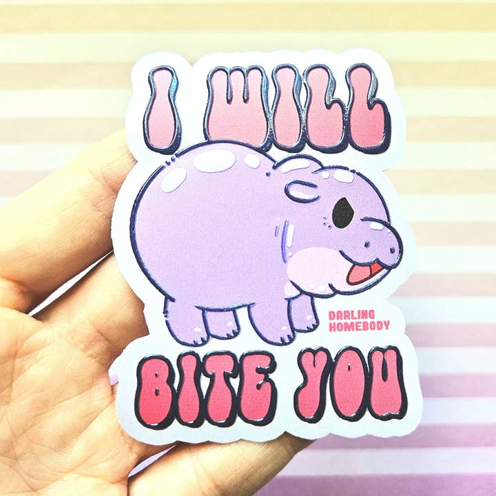 Autocolante de Edição Limitada Hippo Moo Deng 2025. Efeito de Textura Relevada. por atacado de Darling Homebody