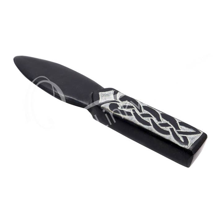 Oceanic Linkways Inc - Wholesale Kitchen/Utility Knife - ATHAME - SOAPSTONE, BLACK CELTIC HANDLE 7" (PC)1