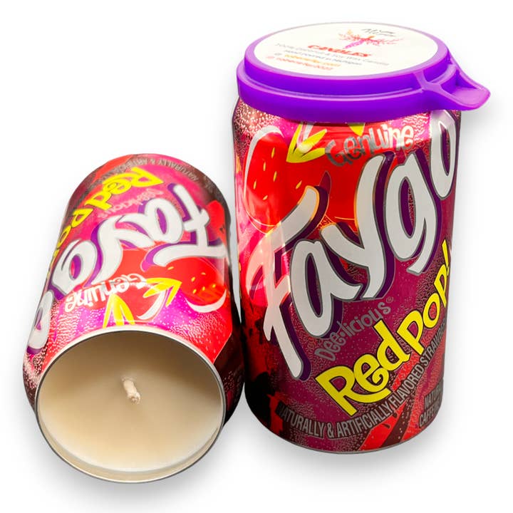 Faygo Red Pop Soy Candle  for wholesale by Nefer Designer Candles & Home Decor
