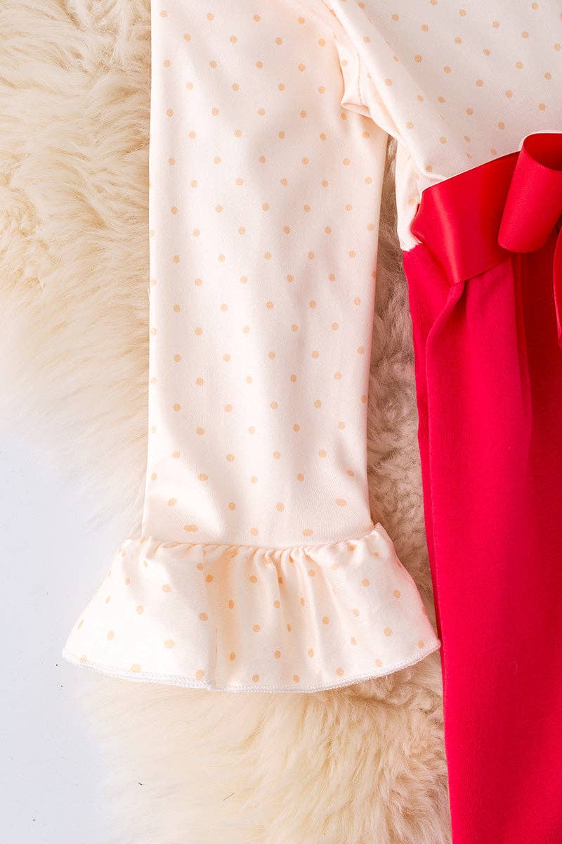 Kids Charm Online - Wholesale Dress - Kids - Turkey applique on fuchsia-cream dress. DRG53013 JEAN2