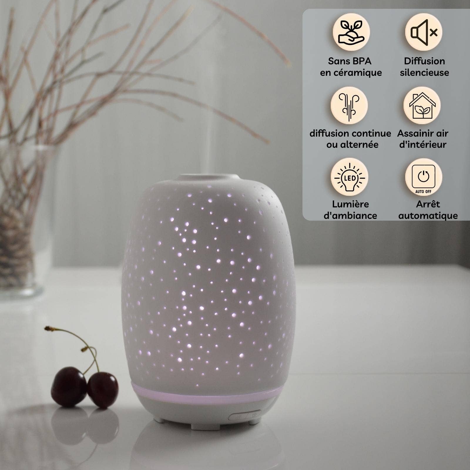 Zen'Arôme - Wholesale Elektronische diffuser - Stella keramische diffuser voor essentiële oliën en geurverspreiding1