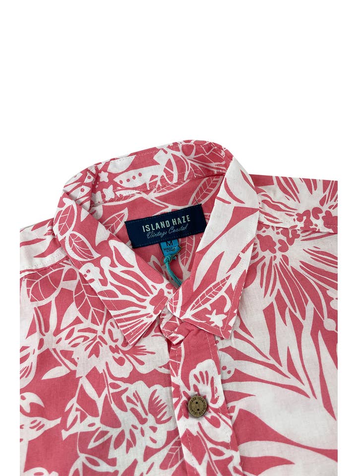 coral Men's Hawaiian Shirts Wovens Shirts Button Down for wholesale on Faire