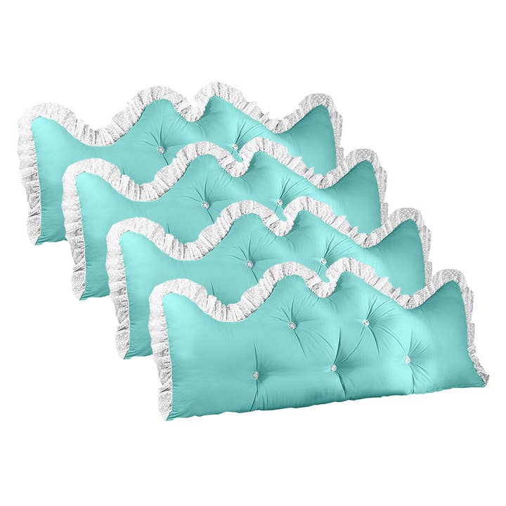 SOGA International Pty Ltd - Wholesale Bedding pillow - SOGA 4X 120cm Light Blue Princess Bed Pillow Headboard Backrest Bedside Tatami Sofa Cushion with Ruffle Lace Home Decor