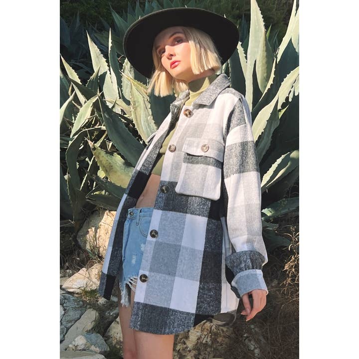 Mapcie - Wholesale Jacket - Women's - PLAID SHACKET WITH POCKETS