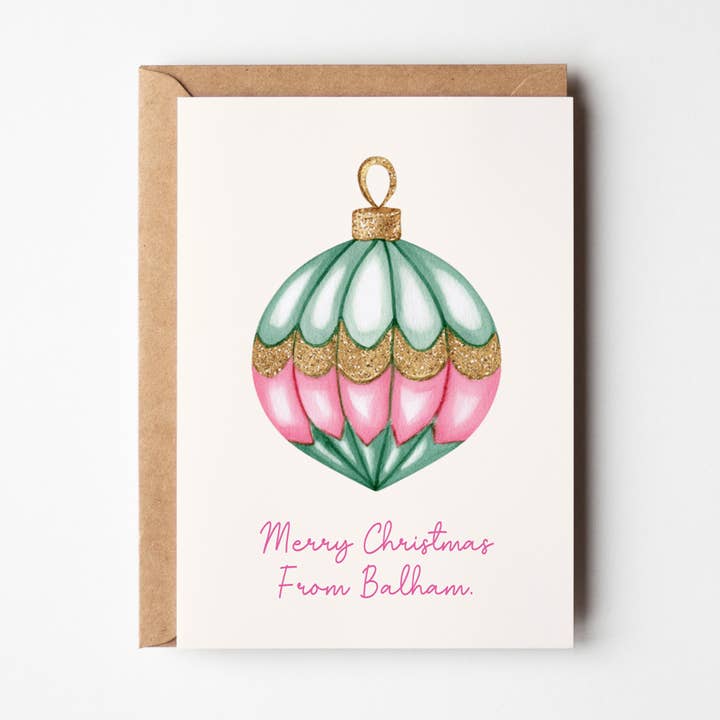 Christmas Bauble - Your Town Customised Christmas Card for wholesale by Timmy Loves
