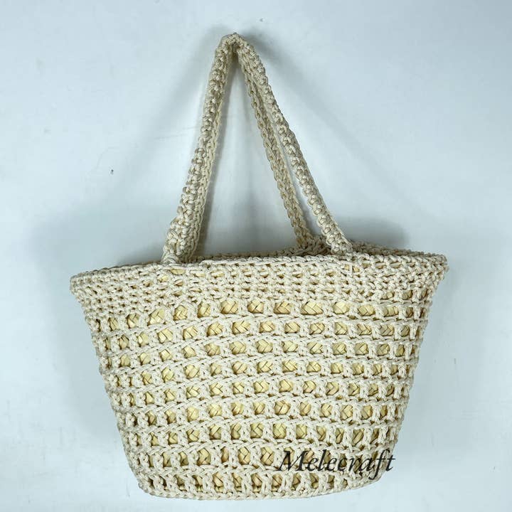 Bohemian Summer Breeze - Handcrafted Straw Tote Bag for wholesale by Melecraft