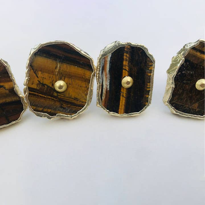 The Tangerine Store - Wholesale Knob/pull - Set of 6 Tiger Agate Gemstone/Agate Classic Vintage Finish Cabinet Drawer Pull Wardrobe Dresser Interior Decorative Handle1