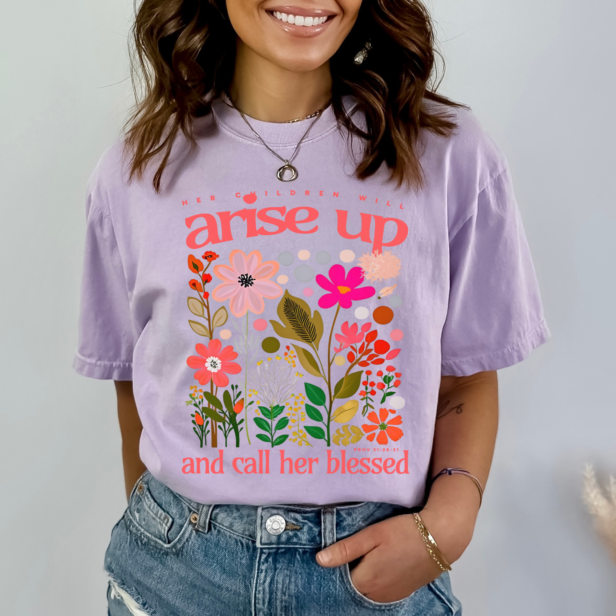 Scripted Pearl - Wholesale Screen Printed T-Shirt - Women's - Mom Bible Verse Comfort Colors Christian Mother's Day Tshirt1