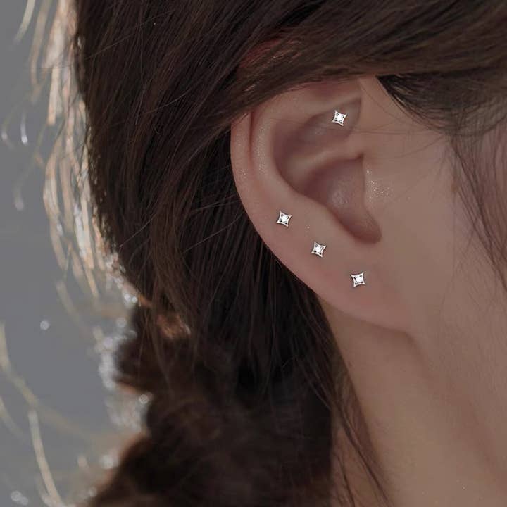 925 Sterling Silver Star Starburst Stud Earrings for wholesale by happyzzzsu