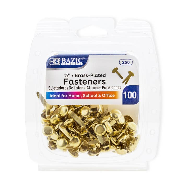 1/2" Brass Fastener (100/Pack) for wholesale by BAZIC Products