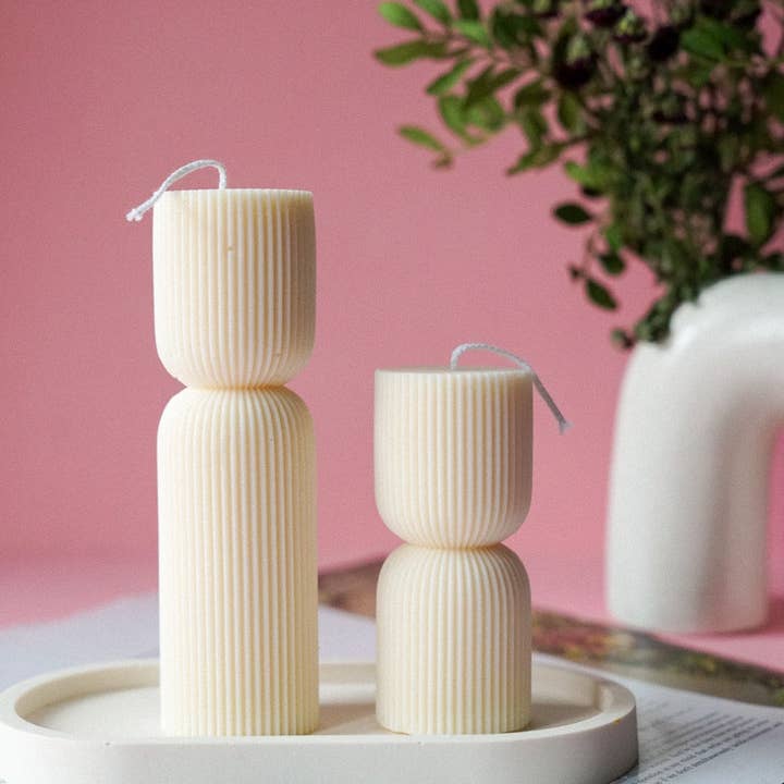 Gokican – Großhandel Geschenkkerze – Stundenglas Gerippte Kerzen Set0