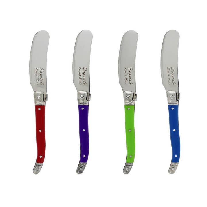French Home - Wholesale Cheese Spreader - Laguiole 4-Piece Spreader Set with Jewel Colored Handles