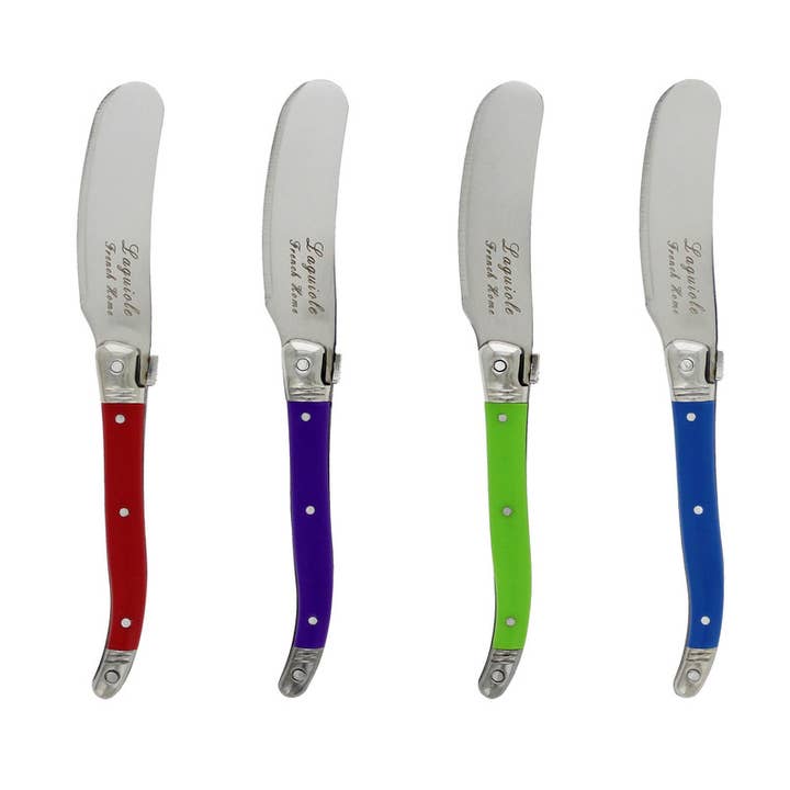 French Home - Vente Couteaux à fromage - Ensemble de 4 tartineurs Laguiole avec manches de couleur bijou0
