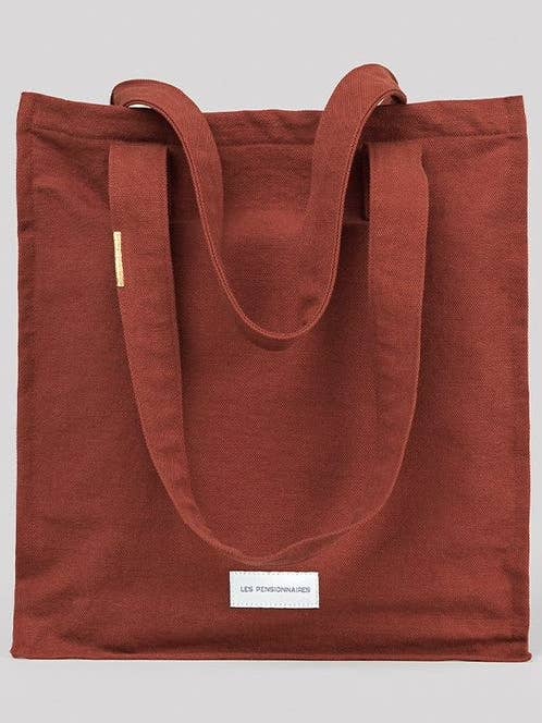 Ensfarvet rustfarvet taske i økologisk bomuldslærred med lynlås for engroshandel hos Les Pensionnaires