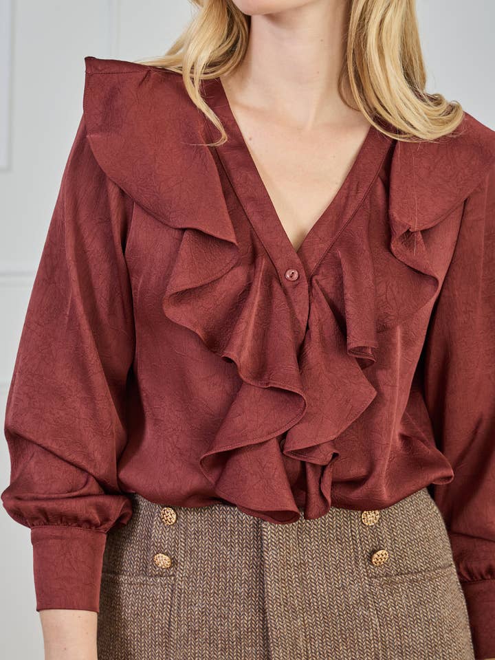 LULUMARY - Wholesale Button Down Shirt - Women's - Ruffled blouse CH35616