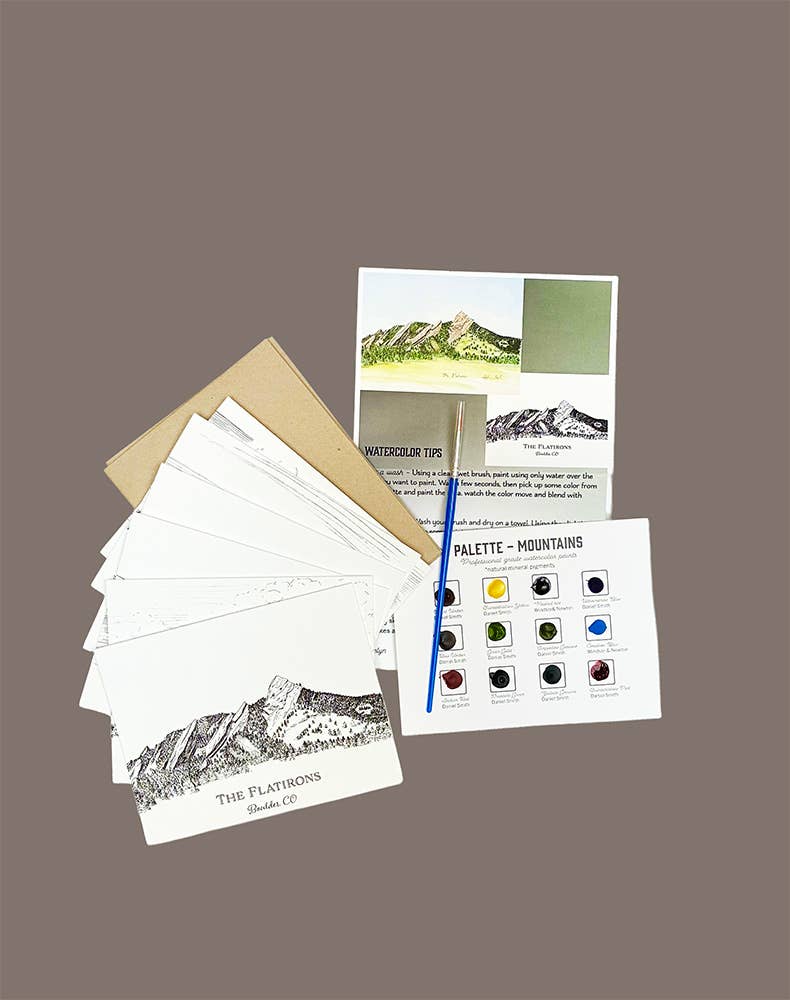 Madrona Press - Wholesale DIY Craft Kit - Watercolor Greeting Card Kit - Mountain 6 Cards 4