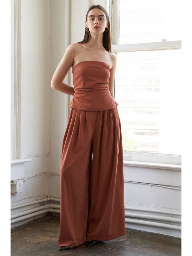 RUST A solid woven wide leg pant - FP1110 for wholesale on Faire