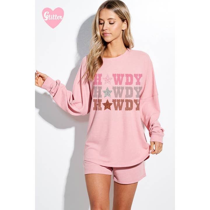 Howdy Glitter lounge short pants set for wholesale by Phil Love