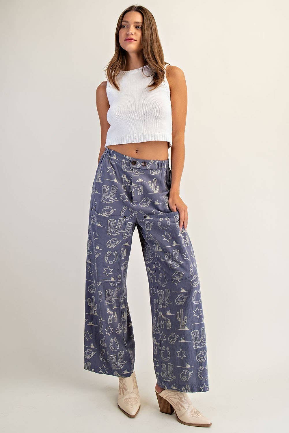 Peace Love Line - Wholesale Pants - Women's - PL8292 - STONE WASHED WESTERN PATCH POCKET PANTS16
