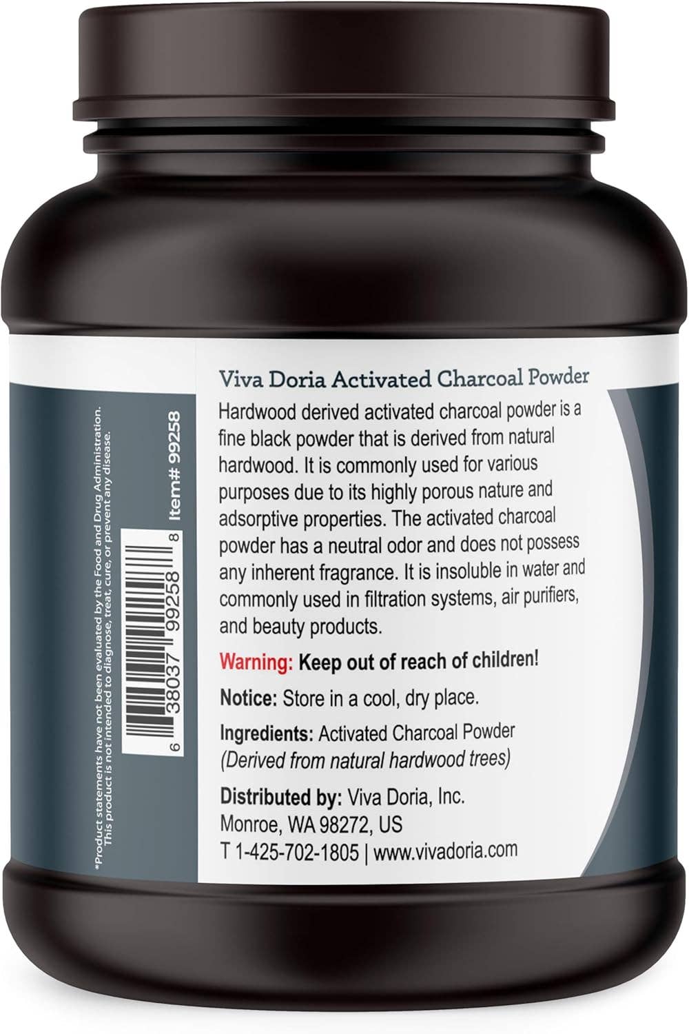 VIVA DORIA INC. - Vente Supplément oral/vitamine - Poudre de charbon actif, qualité alimentaire, 16 oz1