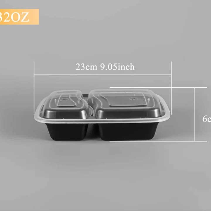 GW Restaurant Supplies - Wholesale DIY food kit - Restaurant Quality 2 Compartment Plastic Tray 32 oz,150 Ct2